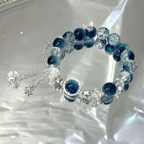 Bracelet Star Charm Stainless Metal Beads Hipster Dangle Planet Trendy Boho - Picture 3 of 4